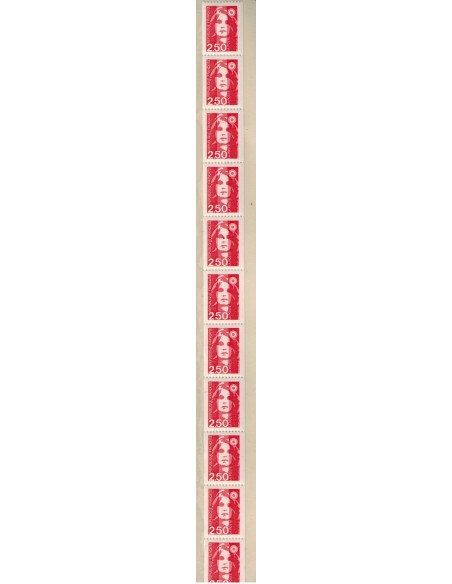 Roulette de 11 timbres  N° 60 avec  N° Rouge