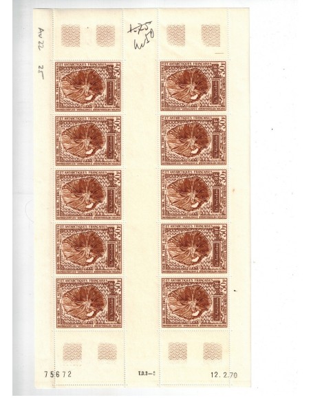 Feuille du TAAF N° PA022 Neuf **