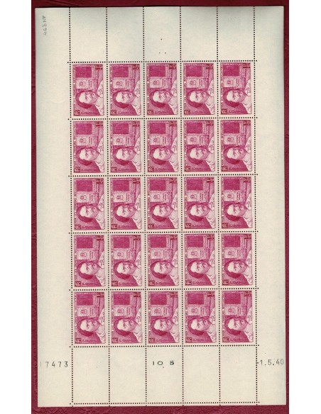 Feuille Complete du N° 0463 X25