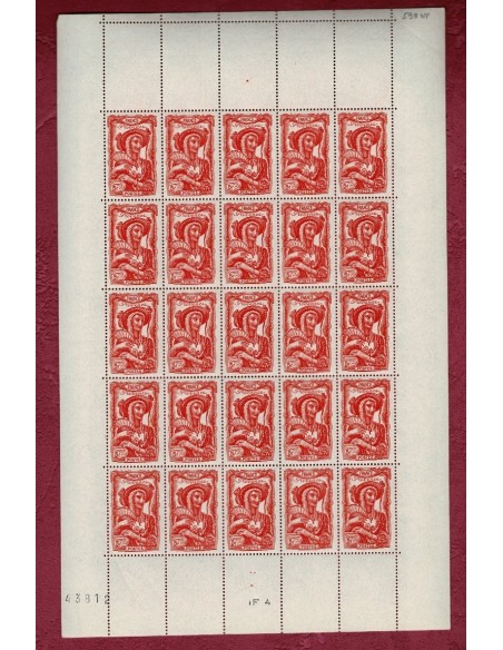 Feuille Complete du N° 0598 X25