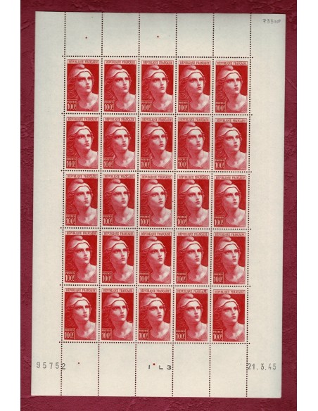 Feuille Complete du N° 0733 X25