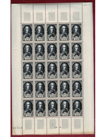 Feuille Complete du N° 0854 X25