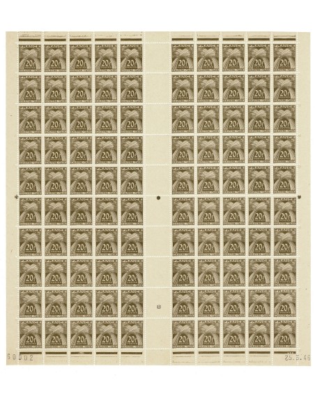 Feuilles complètes du Taxe N° 77 X 100 Neuf **