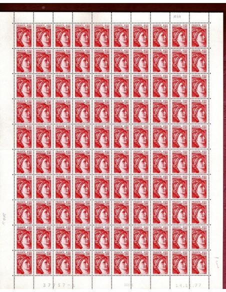 Feuille Complete du N° 1972 X100