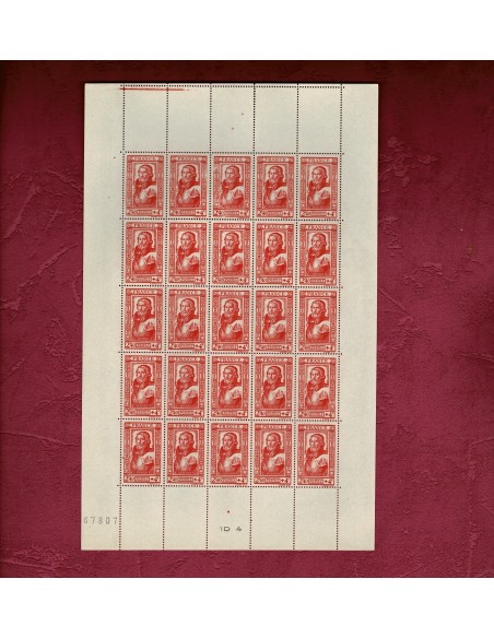 Feuille complete du N° 0590 X 25 Neuf **